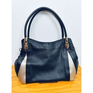FOXER Genuine Leather Black Gold Handbag‎ Shoulder Strap & Top Handle Bag Purse